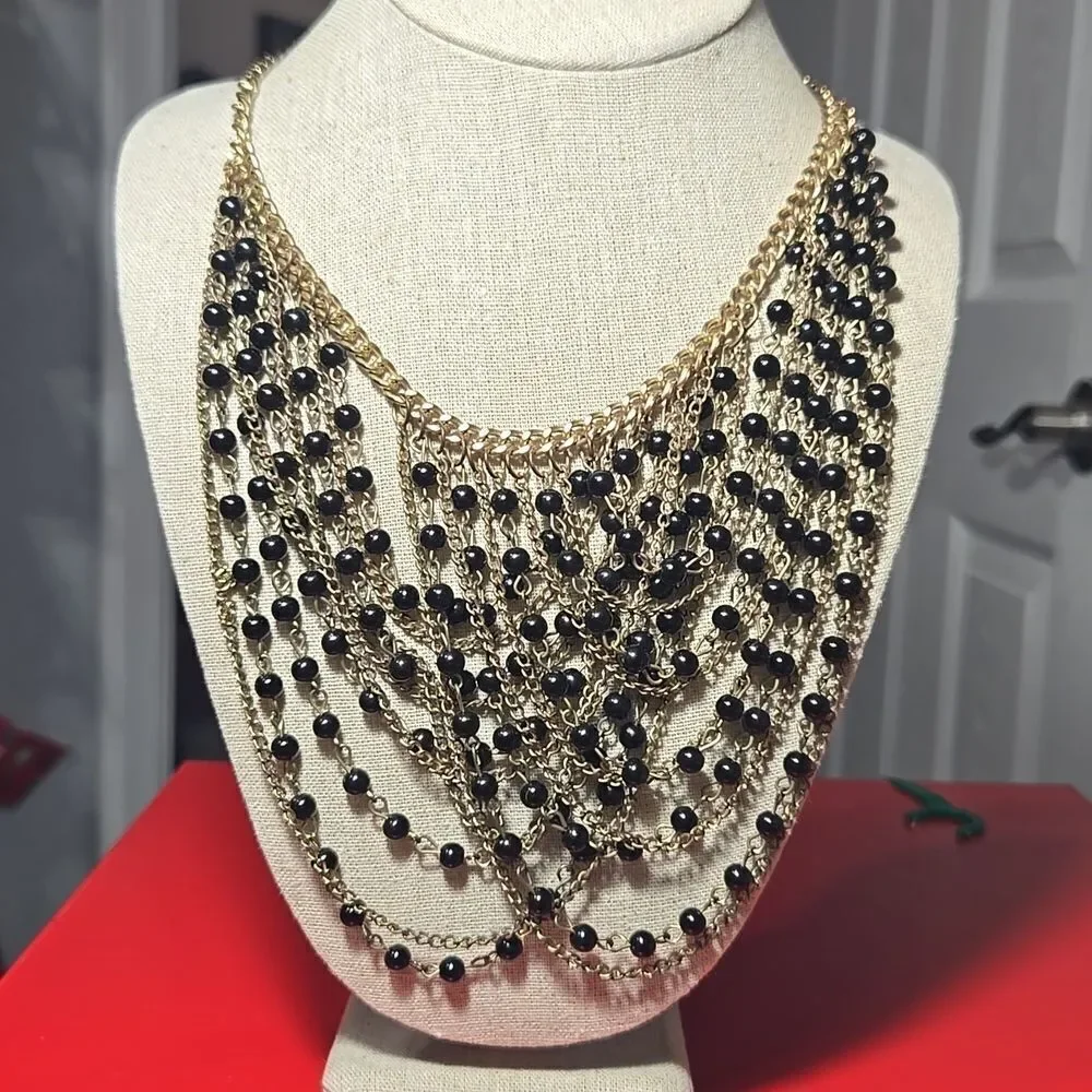 Vintage early 2000s dangling beaded necklace large statement piece